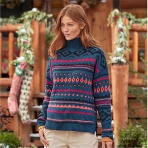 Sundance Fair Isle Wool Blend Sweater NWT in Blue Size Medium